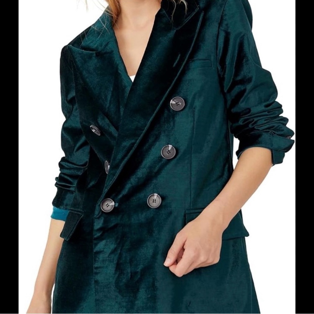 Free People Emerald Velvet Blazer